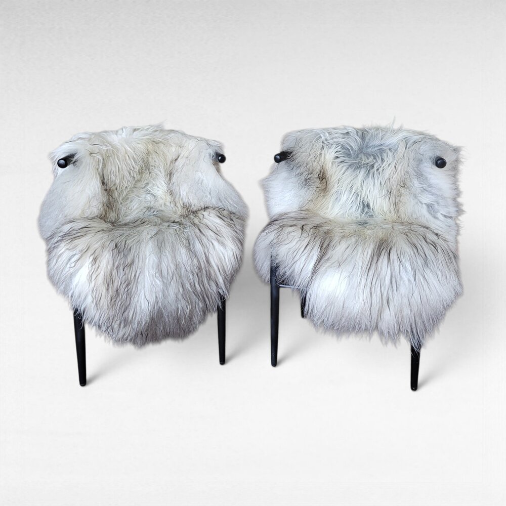 Set of 2 Genuine Icelandic Sheepskin Rugs Natural Light Gray Tone 52" x 35"
